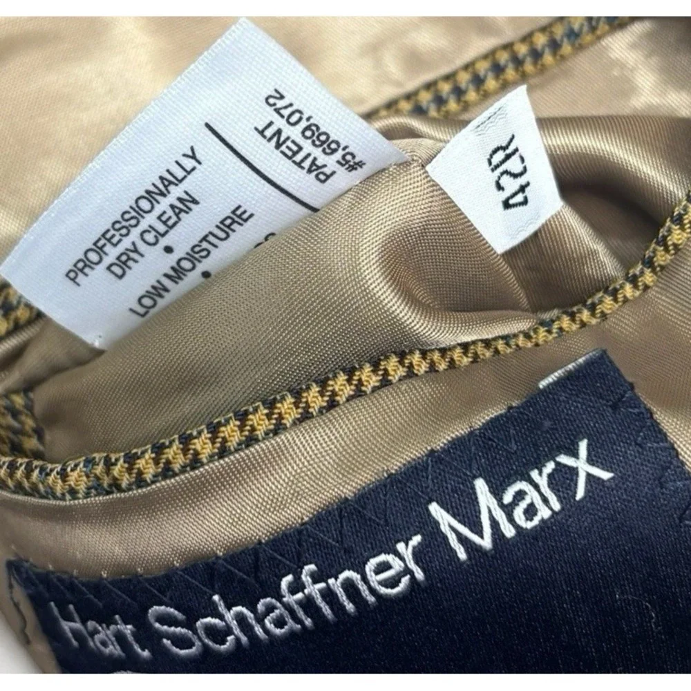 Hart Schaffner Marx 42R Brown Houndstooth Windowpane Blazer Jacket‎ Sport Coat